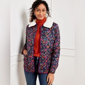 Talbots Women’s Quilted Bomber Jacket - Woodland Ditsy Size Medium EUC floral